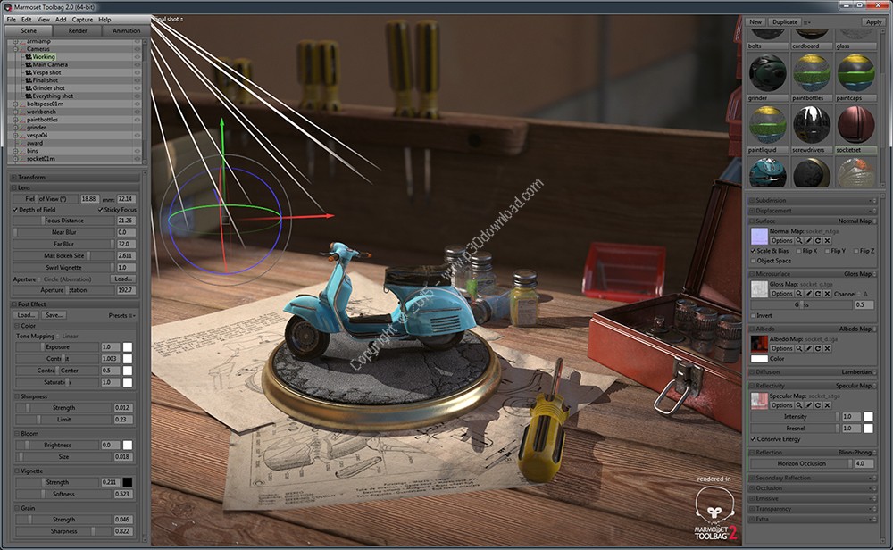 marmoset toolbag with renderman materials