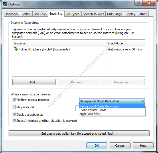 enable speech recognition in express scribe