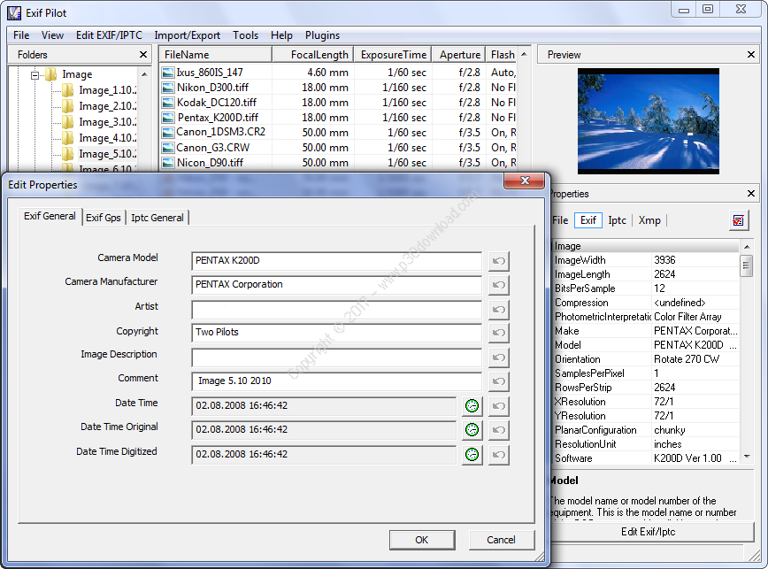 Exif Pilot 6.21 for windows instal free