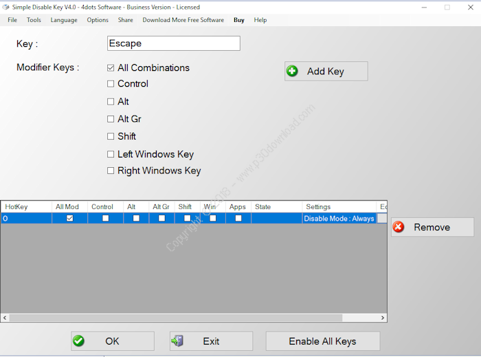 simple disable key