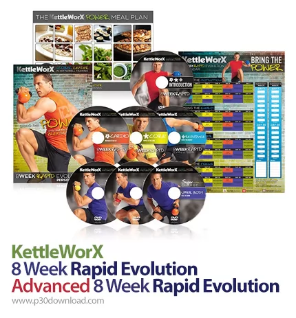 دانلود KettleWorX - 8 Week Rapid Evolution + Advanced DVD Set - آموزش حرکات ورزشی با کتل بل برای چرب